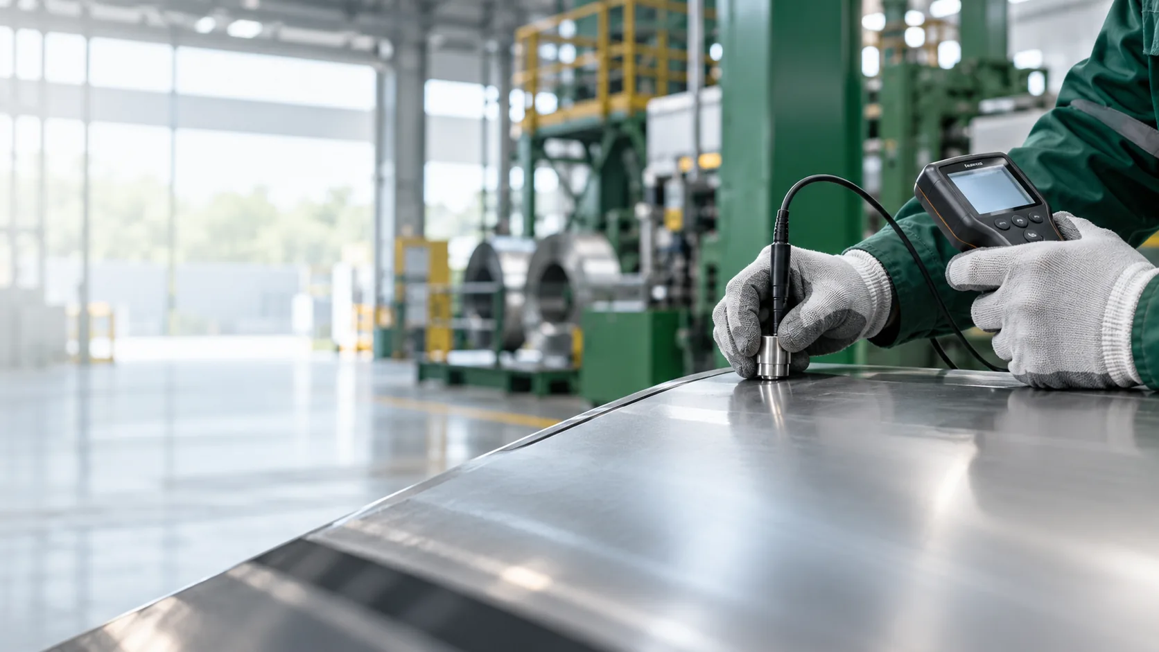 Industrial coating inspection equipment in use